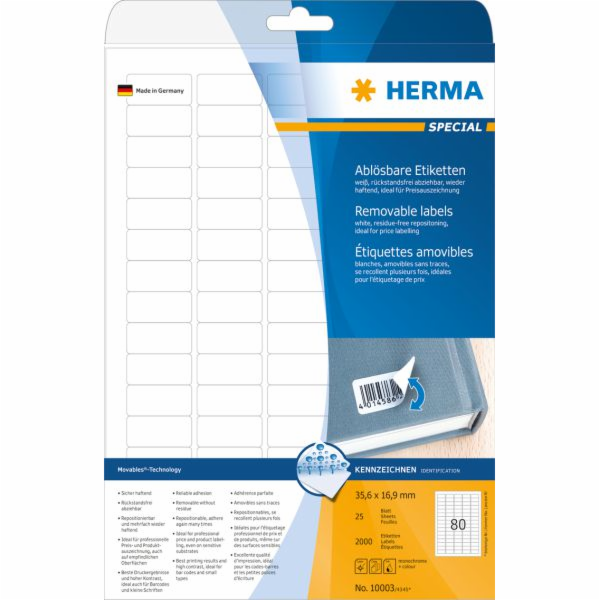 Herma etikety bile     35,6x16,9 25 listu 2000ks.smazatel...
