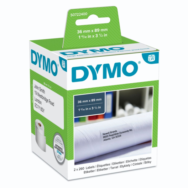 Dymo Adress-Etiketten groß 36 x 89 mm weiß 2x 260 St. 99012