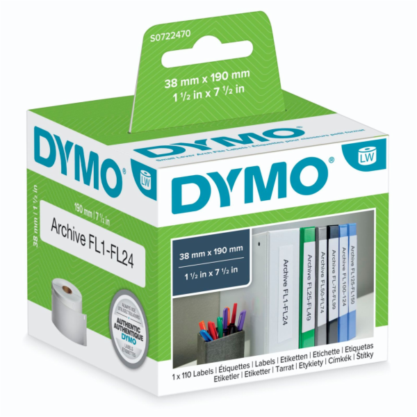 Dymo LabelWriter ORIGINAL štítky do složek, úzké 38x190 m...