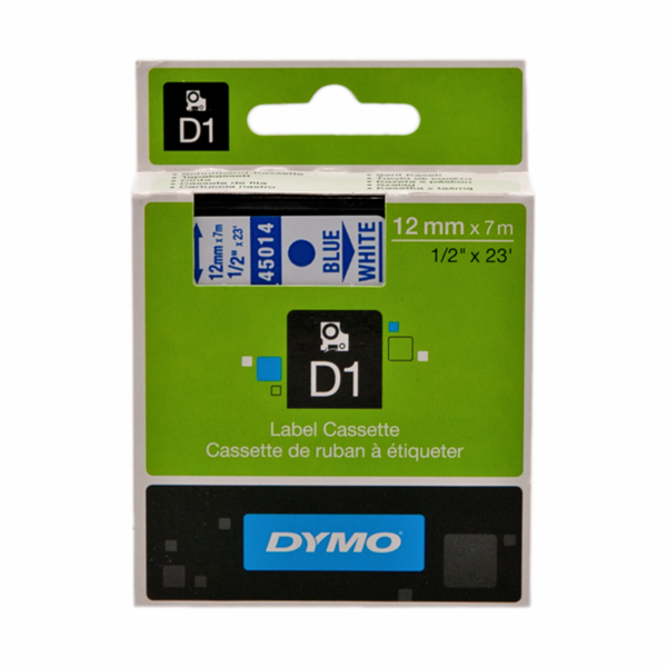 Dymo D1 paska 12 mm x 7 m modra na  bile 45014