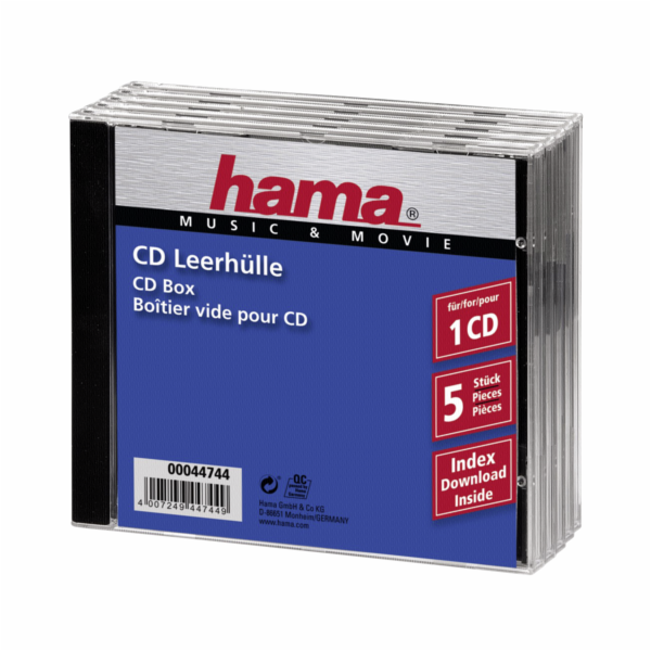 1x5 Hama CD-Box Jewel-Case 44744