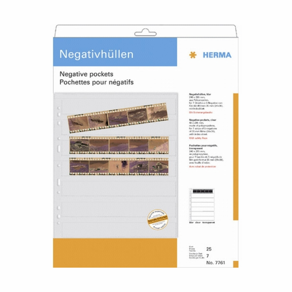 Herma Negative pockets PP clear 25 Sheets/4-Strips 7760