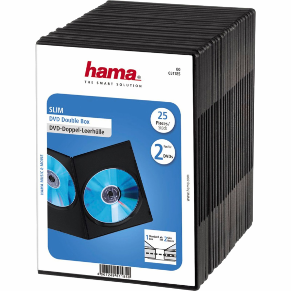 1x25 Hama pouzdro na 2 DVD tenké 75% úspora místa 51185