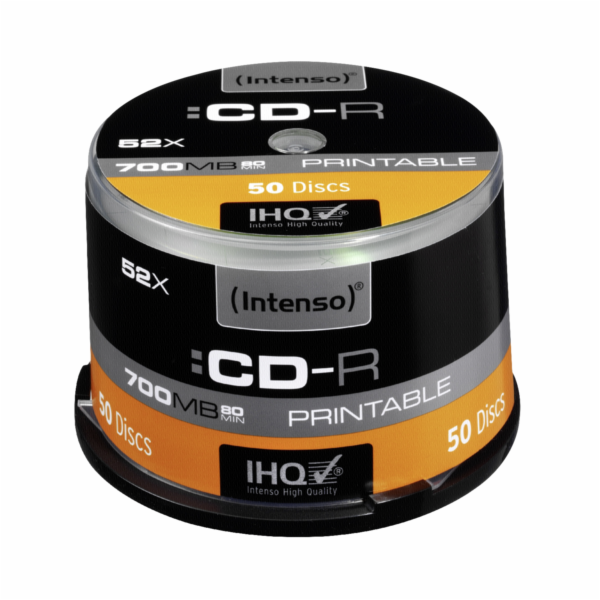1x50 Intenso CD-R 80 / 700MB 52x Speed, printable, scr. res.