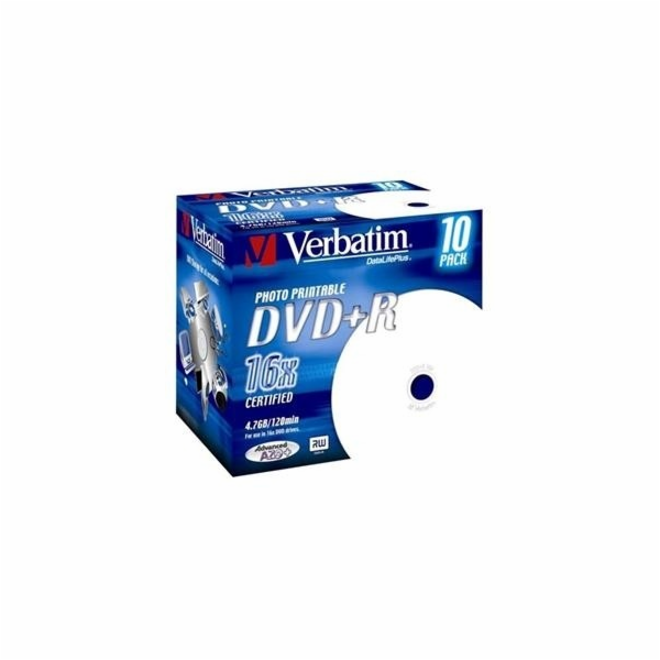 VERBATIM DVD+R(10-Pack)Printable/Jewel/16x/4.7GB