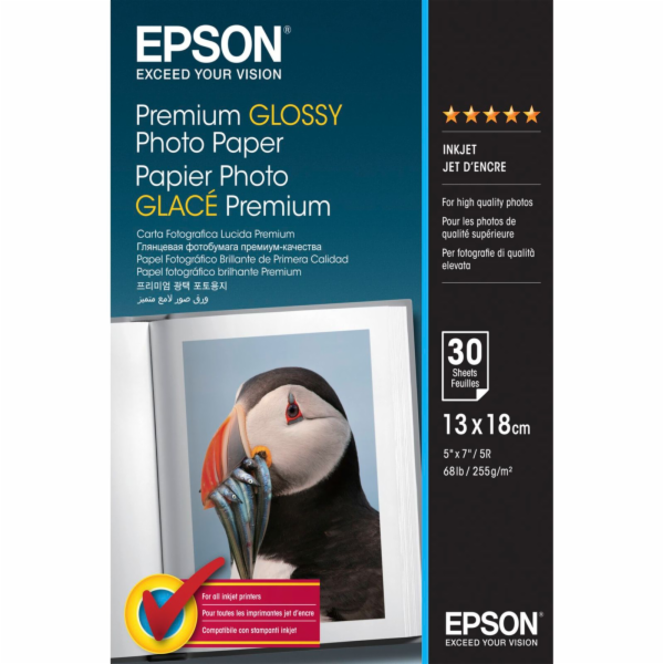 EPSON Paper Premium Glossy Photo 13x18 (30 sheet), 255g/m2