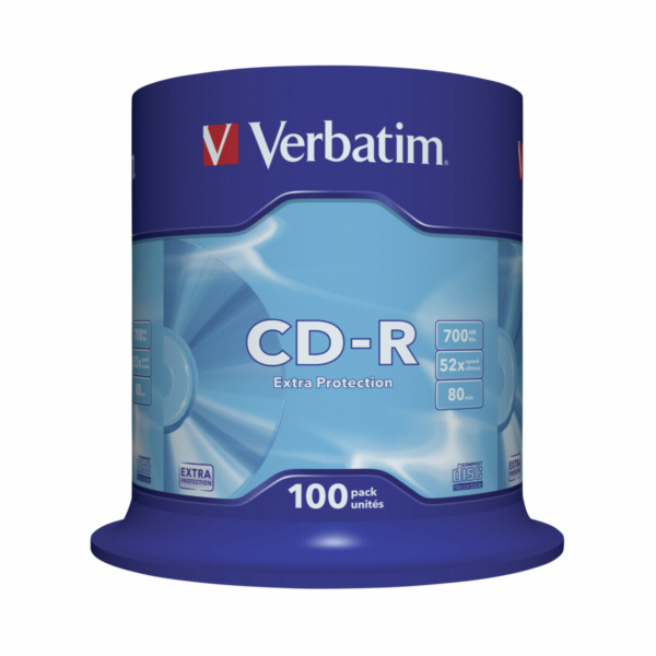 1x100 Verbatim Data Life CD-R 80 700MB, 52x Speed, Spindel