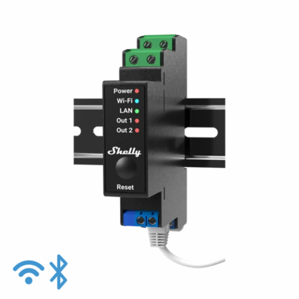 Shelly Pro 2PM DIN Rail 2-channel Relay, WiFi/LAN (Power ...