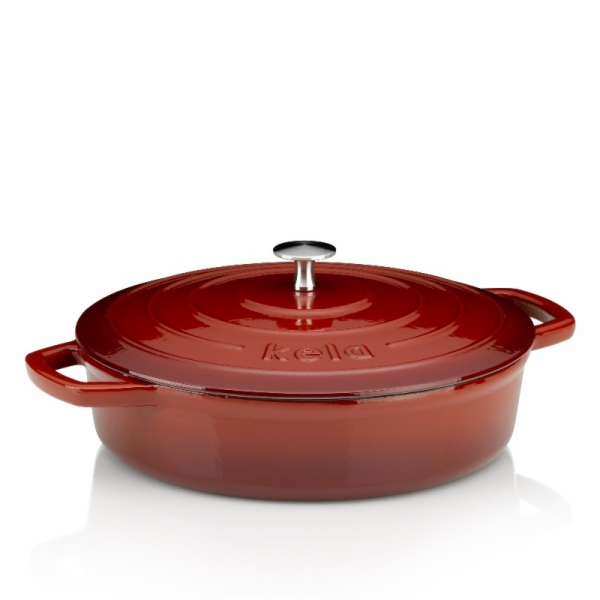 Pekáč litinový s poklicí CALIDO 28 cm červená KL-11938