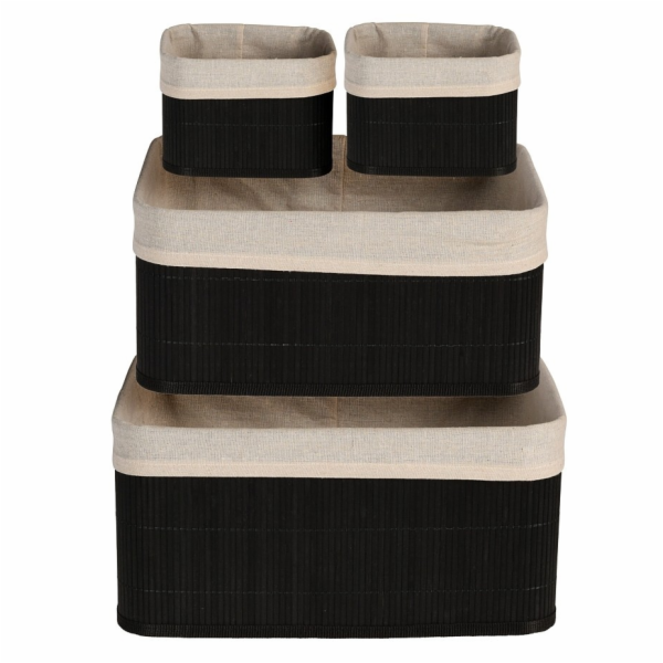 Úložné košíky sada 4 ks bambus / textil černá KO-HX9100610