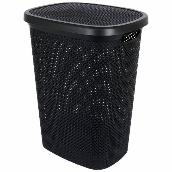 Koš na prádlo s víkem plast 60 l černá KO-027100100