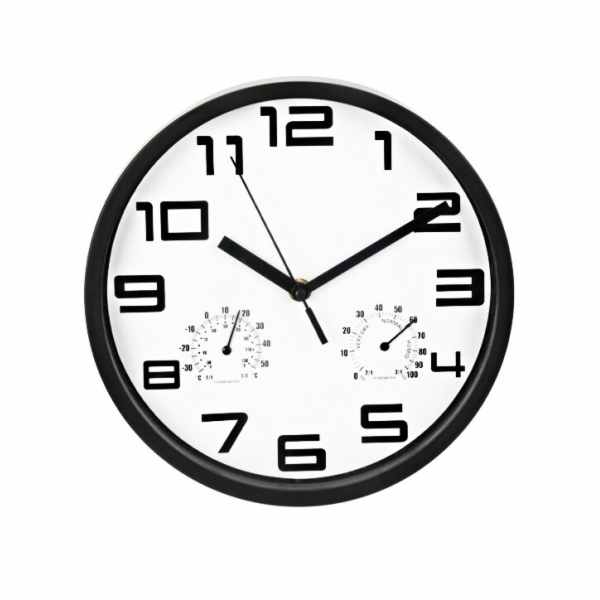 Nástěnné hodiny s teploměrem a vlhkoměrem 25 cm bílá KO-8...