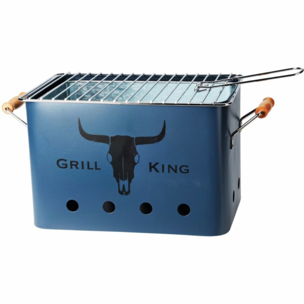 Přenosný gril na dřevěné uhlí GRILL KING 43 x 20 cm modrá...