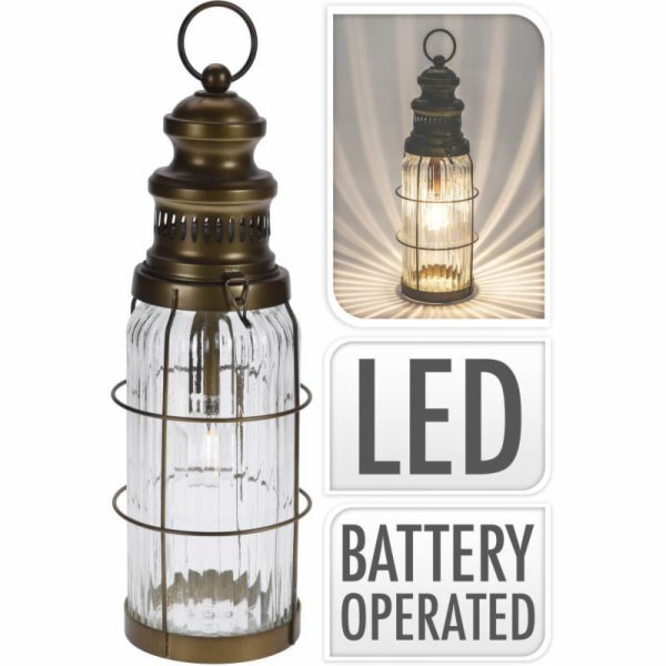 Lucerna s LED žárovkou 38 cm sklo / kov KO-XX8323110