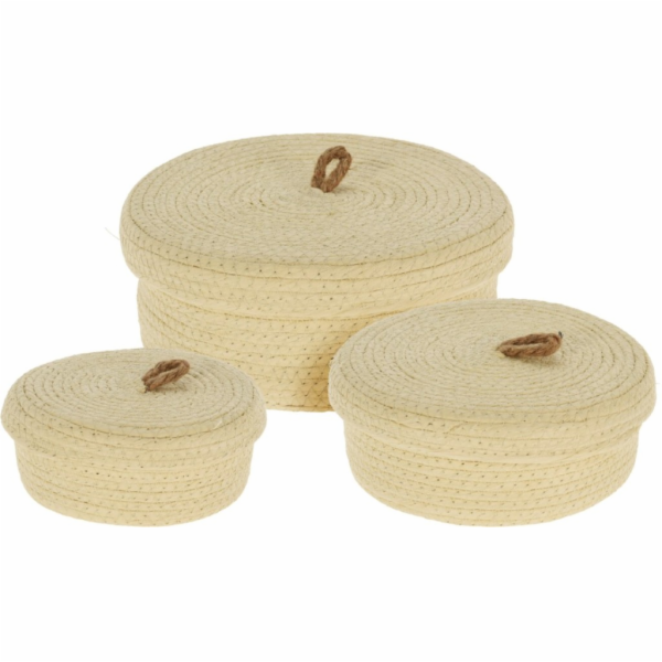 Sada úložných košíků s víkem 3 ks krémová KO-KR2002870