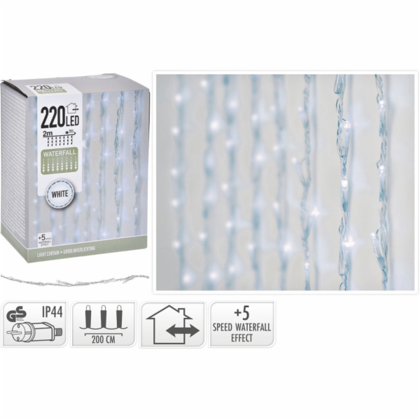 Světelný řetěz VODOPÁD bílá 220 LED / 2 m KO-AX8405300