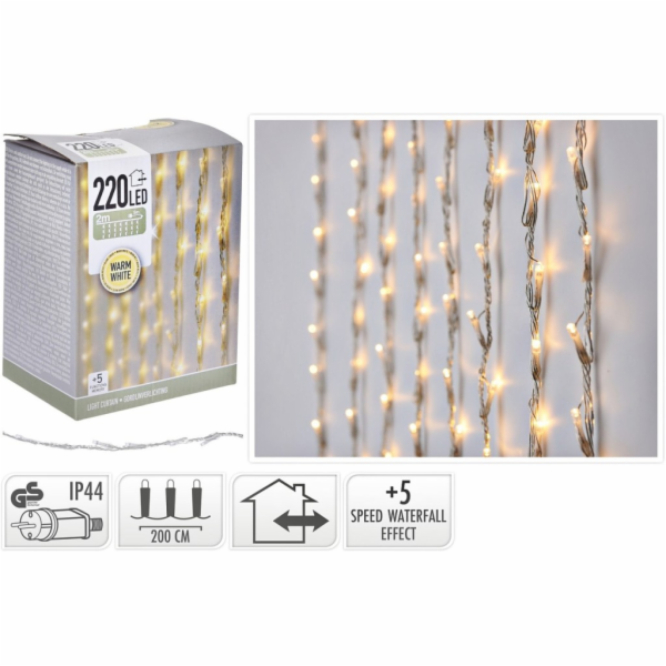 Vánoční světelný řetěz VODOPÁD teplá bílá 220 LED / 7 m K...
