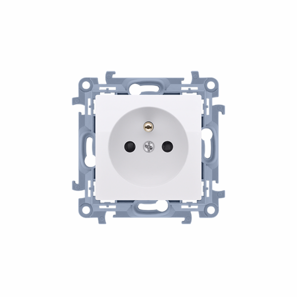 Jednozásuvkový Kontakt-Simon S10 s bílým zemním závěrem