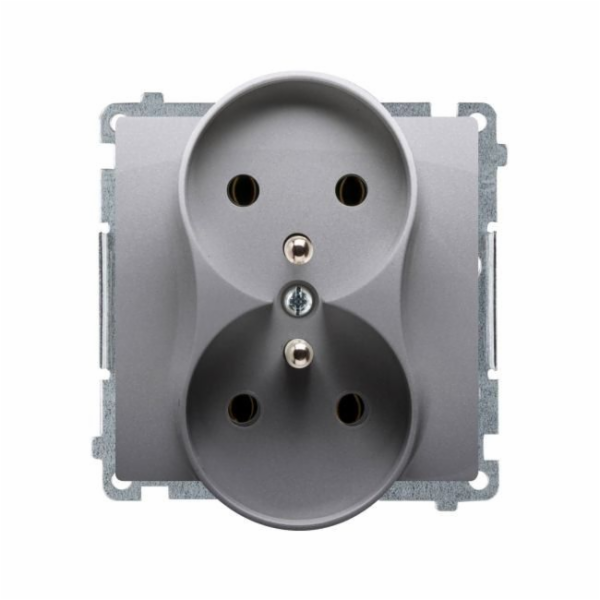 Kontakt-Simon Basic dvojitá zásuvka s uzemněním inox