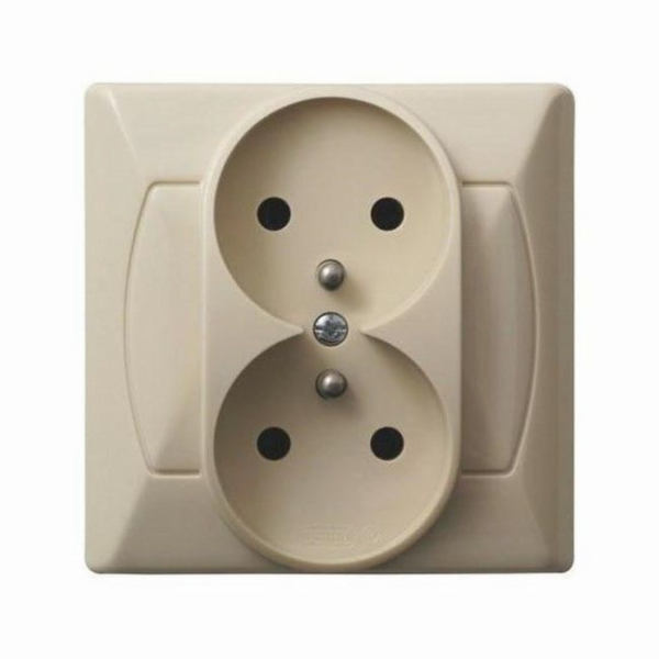 Dvojitá zásuvka Ospel Akcent se zemnící béžová