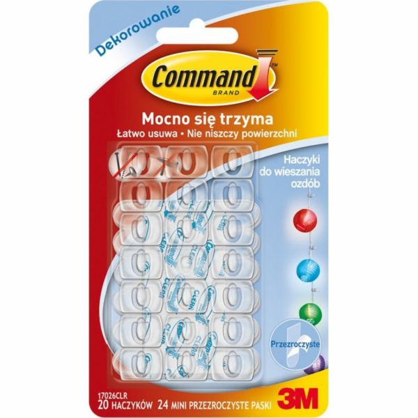 Průhledné háčky Command 20 ks.