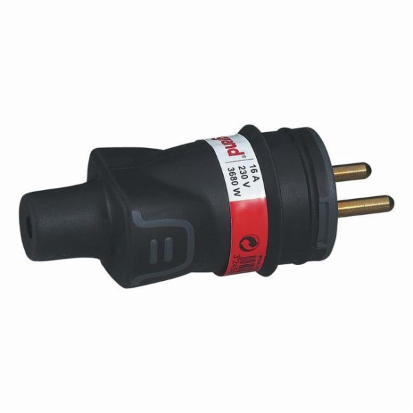 Zástrčka Legrand 2P+Z, černá pryž