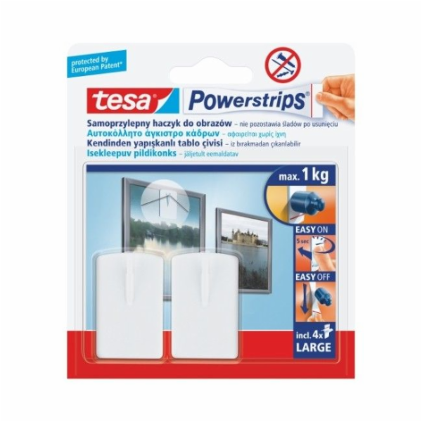 TESA POWERSTRIPS HOOK FOR PAINTINGS 2pcs. 1kg WHITE