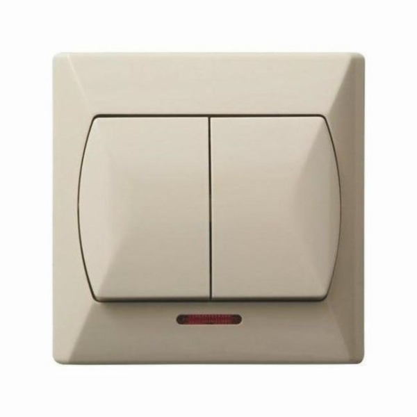 Dvojitý konektor Ospel Akcent s podsvícením béžové