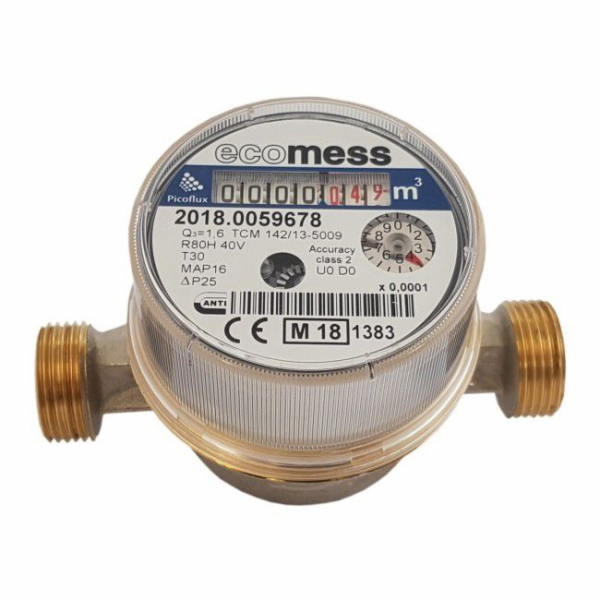 Vodoměr na studenou vodu Ecomess Picoflux 1/2" 1,6 m3/h