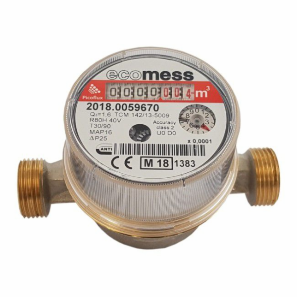 Vodoměr na teplou vodu Ecomess Picoflux 1/2" 1,6 m3/h