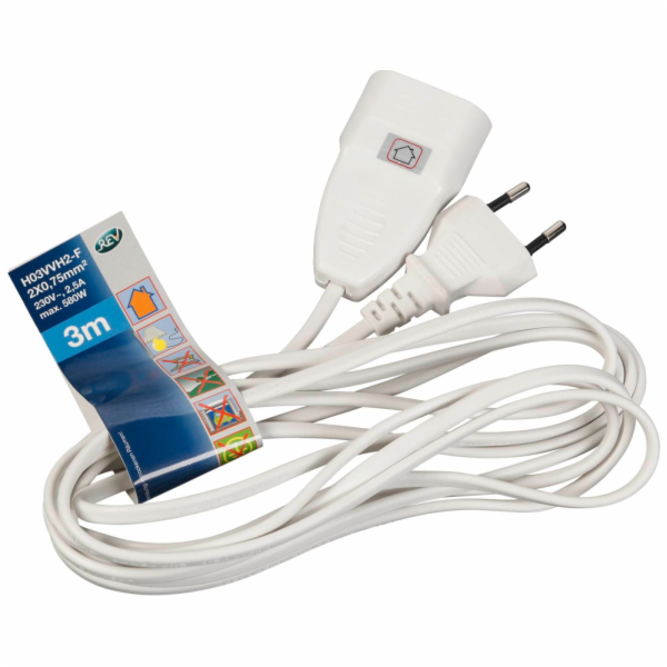 REV Europlug extension  3,0 m white