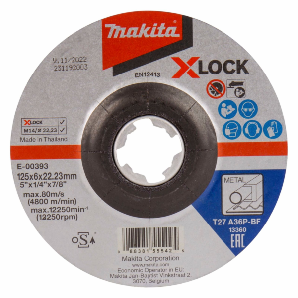 Makita E-00393 Grinding Disc 125x6mm steel