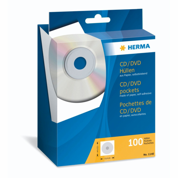 Herma CD/DVD Hüllen weiß 124x124 100 Stück selbstklebend ...