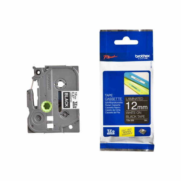 Brother TZE-335, bílý tisk černý podklad, 8m x 12mm BROTH...