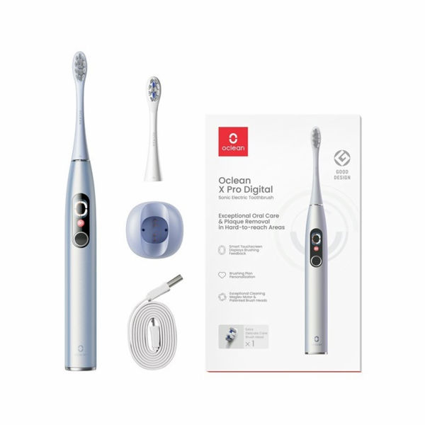 Oclean X Pro Digital Silver sonický kartáček, stříbrný