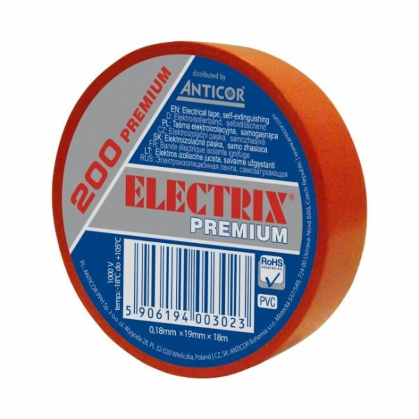PVC izolační páska Electrix 200 0,18 mm x 19 mm x 18 m če...
