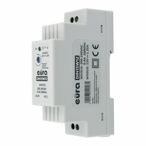 Napájecí zdroj na DIN lištu 15W 12V 1.25A DC