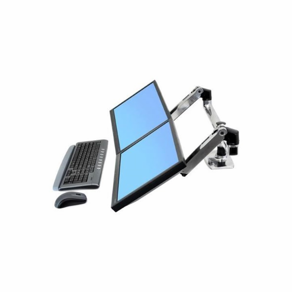 ERGOTRONLX&nbsp;SIDE&nbsp;BY&nbsp;SIDE&nbsp;DUAL&nbsp;ARM,&nbsp;Polished&nbsp;Aluminum,&nbsp;stoj...