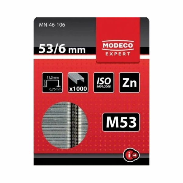 Čalounické sponky Modeco M53 14 mm 1000 ks.