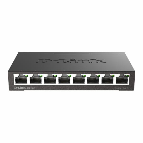 D-Link&nbsp;DGS-108&nbsp;kovový&nbsp;8-port&nbsp;10/100/1000&nbsp;Switch