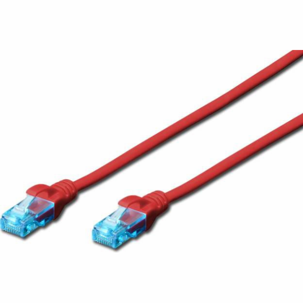 Patch cord U/UTP kat.5e PVC 0,25m Czerwony