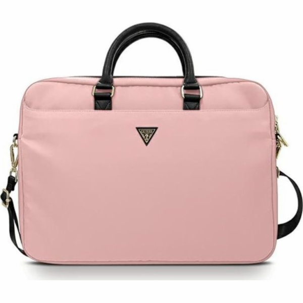 Guess brašna 16" růžové nylonové trojúhelníkové logo Nové