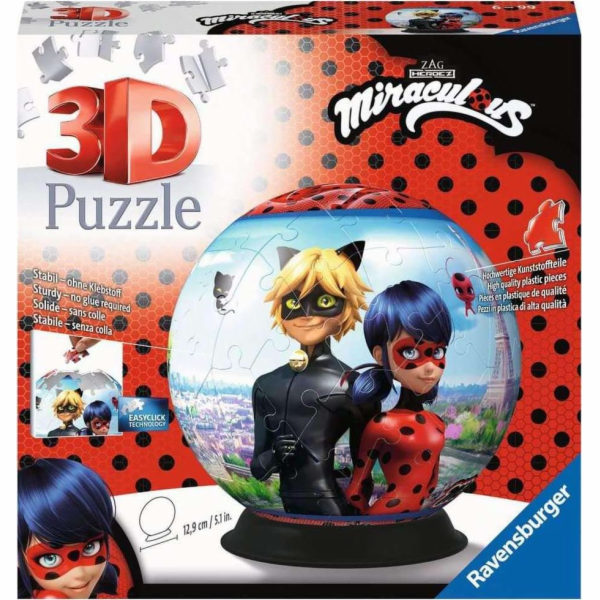 Puzzle 3D 72 elementy Kula Miraculous