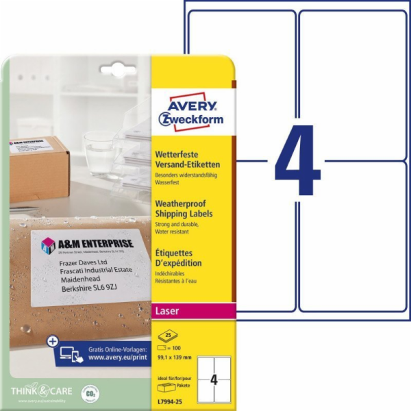Avery Zweckform Štítky Avery Zweckform 99,1 mm x 139 mm, ...