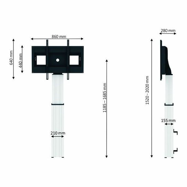 Neomounts PLASMA-W2500 - Držák - motorizovaný - stříbrná,...