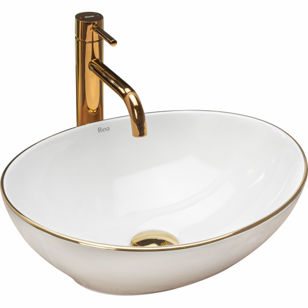 Rea Washbasin Sofia White Golden Gold Gold Edge Rea
