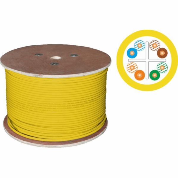 Alantec U/UTP kabel Cat. 6 LSOH 4x2X23AWG B2CA 500M (žlut...