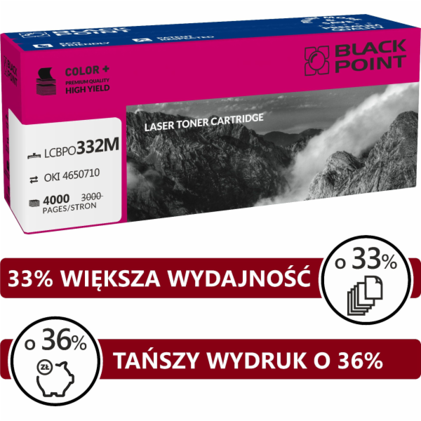 Náhradní toner Black Point LCBPOC332M Purpurová 46508710 ...