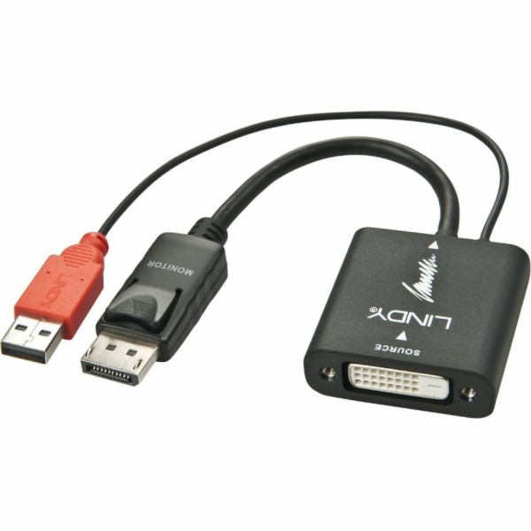 Lindy AV adaptér DVI-D - DisplayPort + USB-A černý (38145)