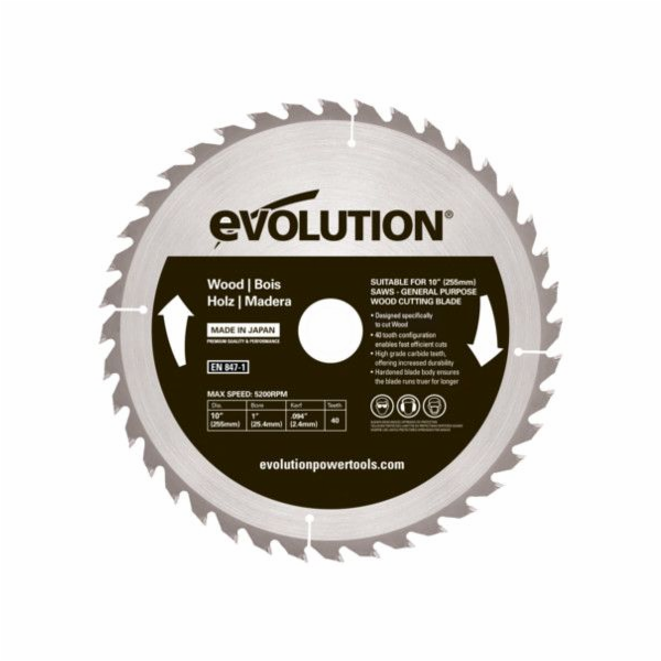 Evolution Widia kotoučová pila na řezání dřeva 255x25mm 4...